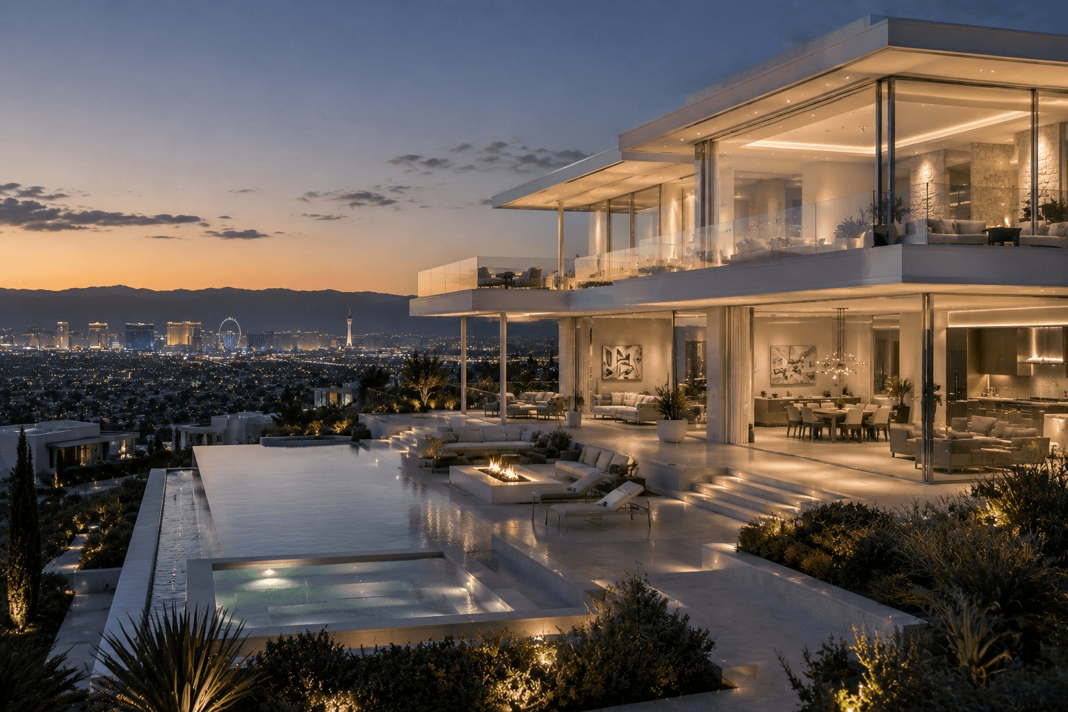 Luxury Las Vegas estate at dusk